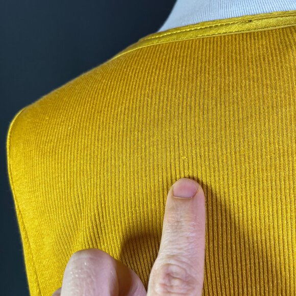 Rag & Bone Size M Yellow Ribbed Knit Top Silk Cashmere Stretchy Thin *Flaw - Picture 8 of 14